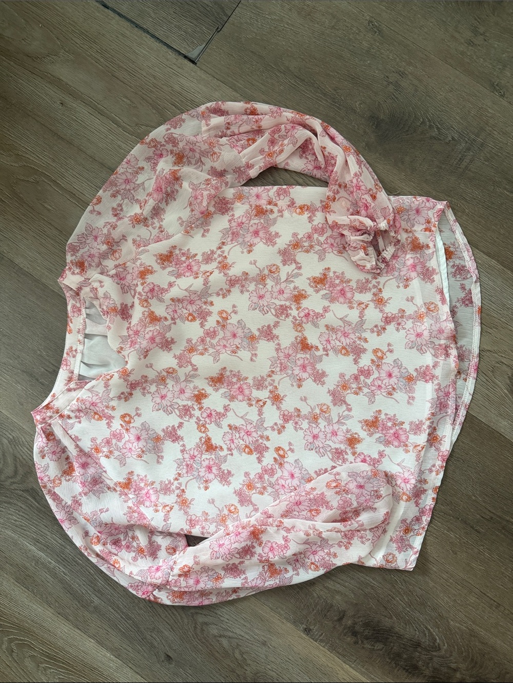 Floral Pink Long-Sleeve Blouse - Lightweight Women's Top